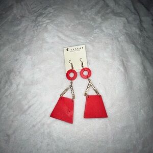 Crystal Collection Red Geometric Earrings